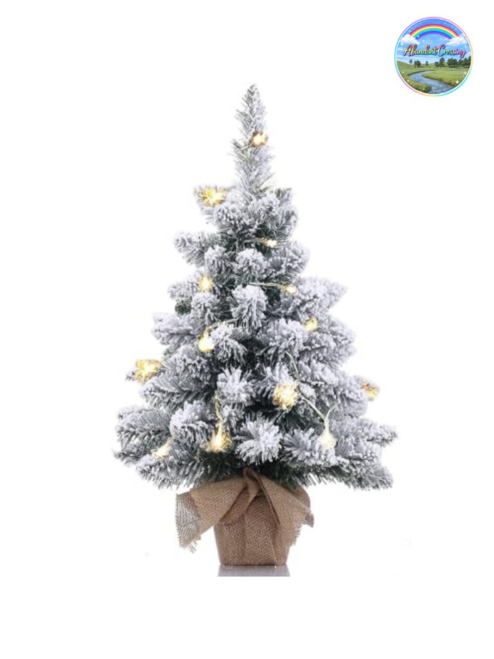 Pre-Lit Snow Flocked Artificial Mini Christmas Tree Battery Operated